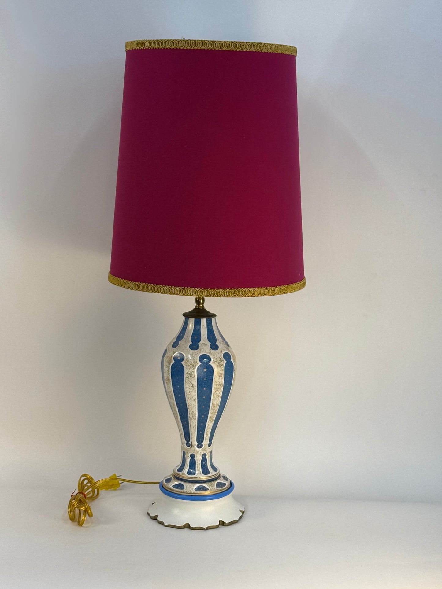 French Blue Opaline Lamp