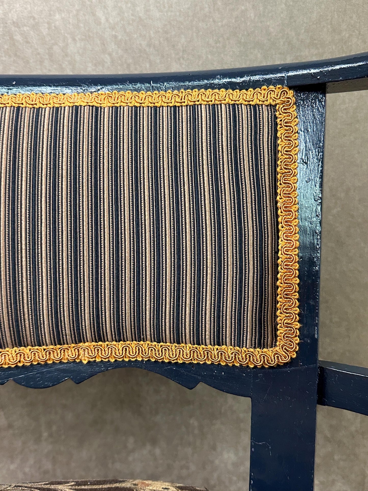 Navy Stripes and Floral Paisley Arm Chair