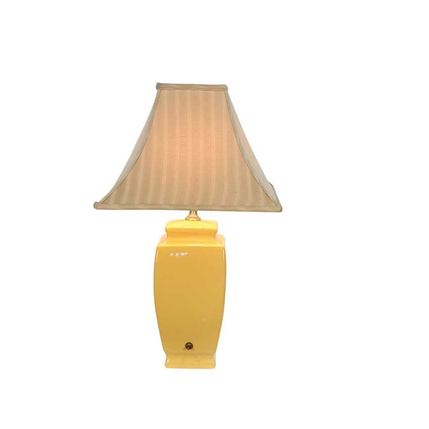 Set of 3 Yellow Ceramic Table Lamps | Matching Ginger Jar Style Lamps | Butter Yellow Bedroom and Living Room Lighting