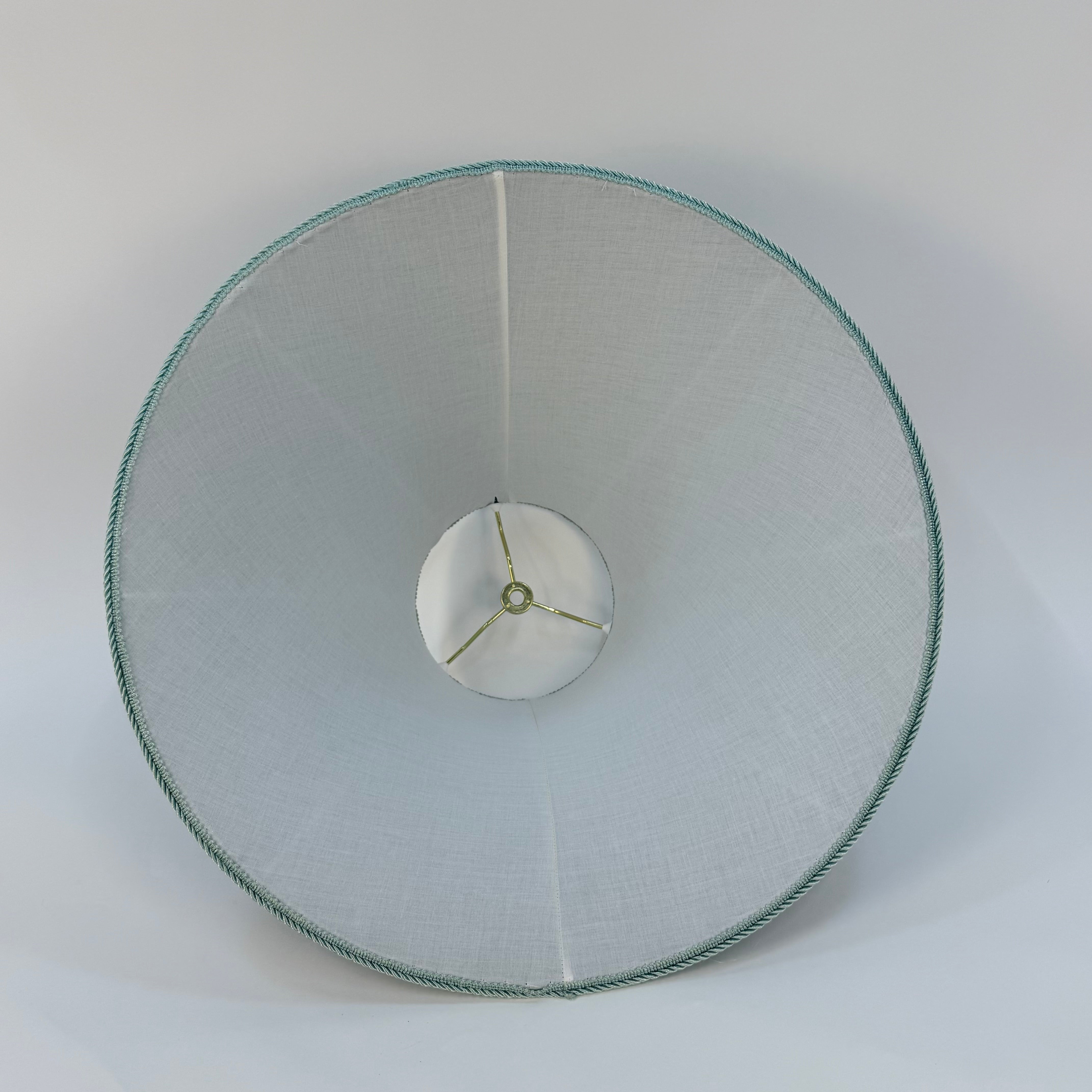 Handmade Green Bell Lampshade | Hand Sewn Fabric Shade | Soft Sage Green with Light Green Trim | 18.5" Bottom | Artisan Lampshade