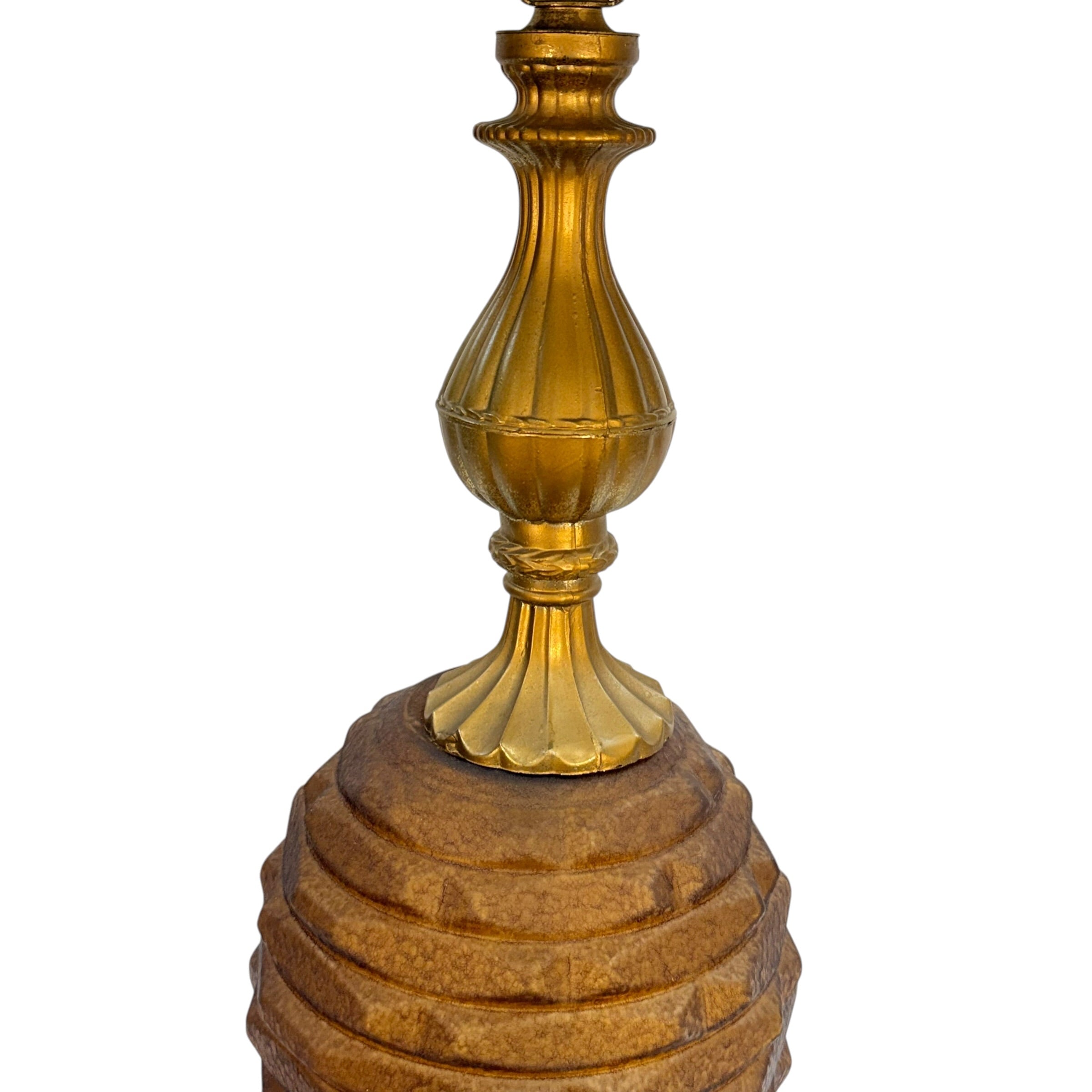Vintage Mid Century Beehive Table Lamp | Brown Glass Night Light Lamp | Brass Tone MCM Lighting