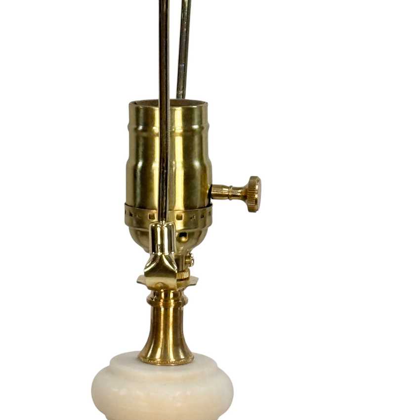 Vintage Carved Alabaster &amp; Marble Table Lamp Floral Urn 25” Restored
