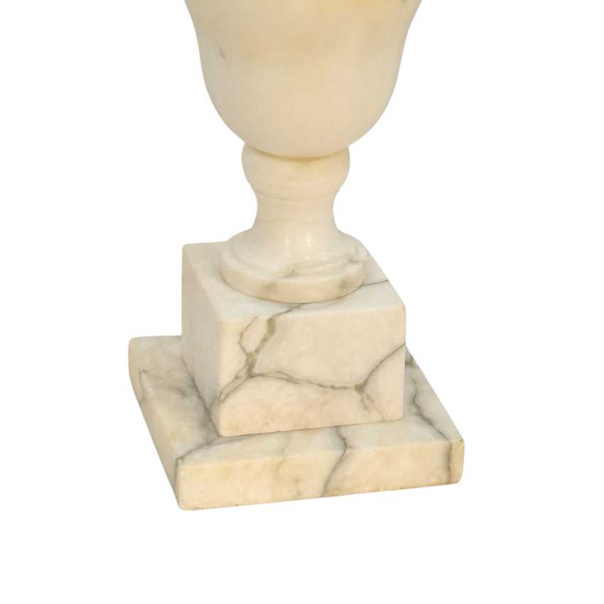 Vintage Carved Alabaster &amp; Marble Table Lamp Floral Urn 25” Restored