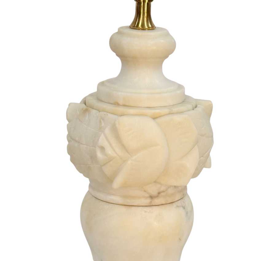 Vintage Carved Alabaster &amp; Marble Table Lamp Floral Urn 25” Restored