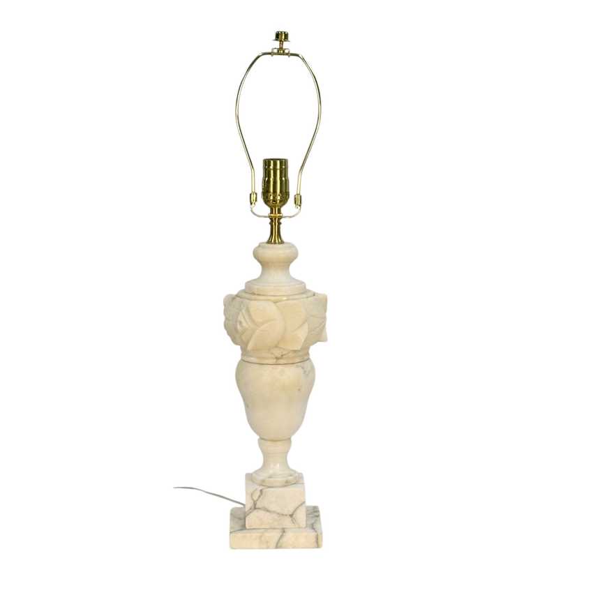 Vintage Carved Alabaster &amp; Marble Table Lamp Floral Urn 25” Restored