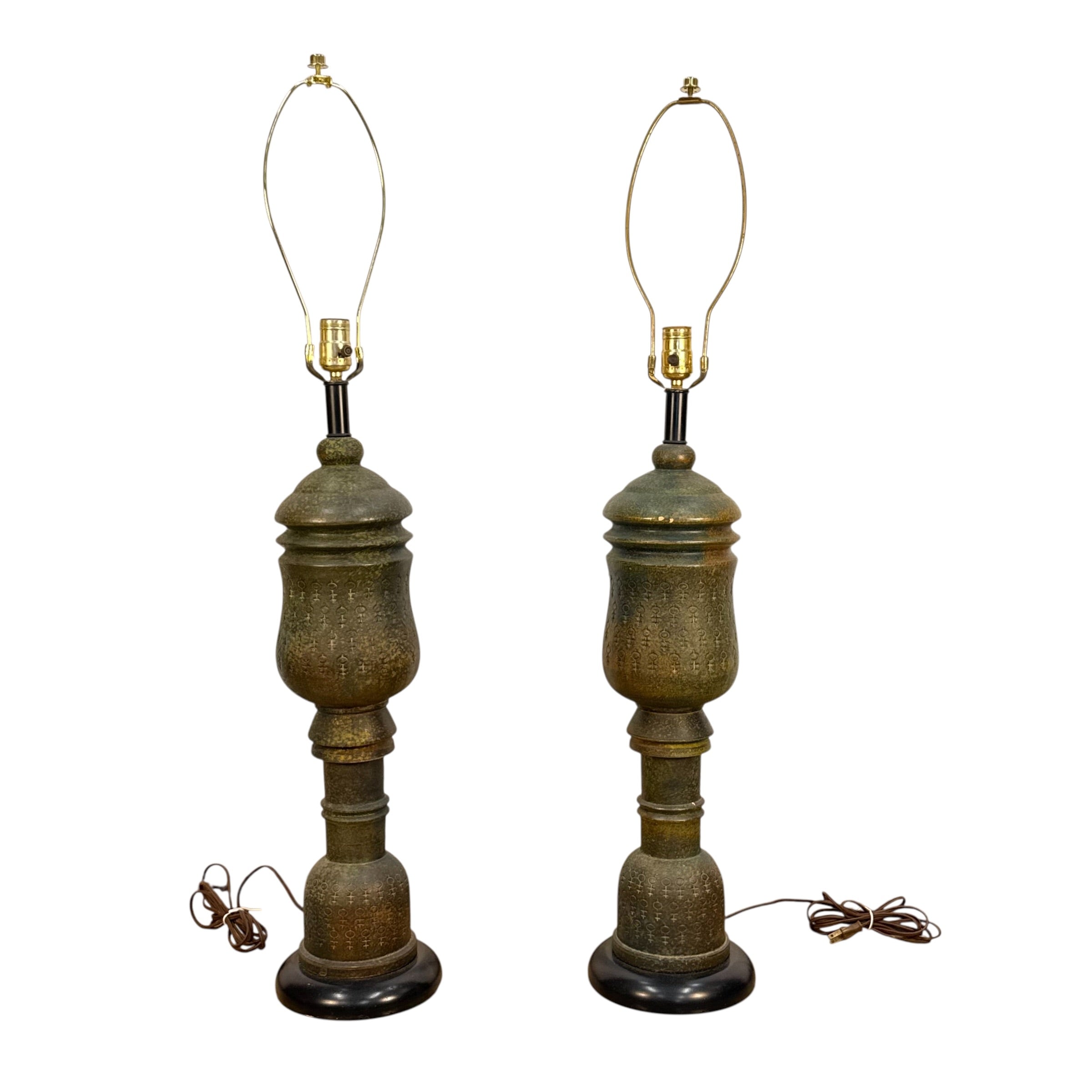 Aldo Londi for Bitossi Lamps Pair 6624 | Vintage Italian Ceramic Table Lamps | Mid Century Modern MCM Lighting