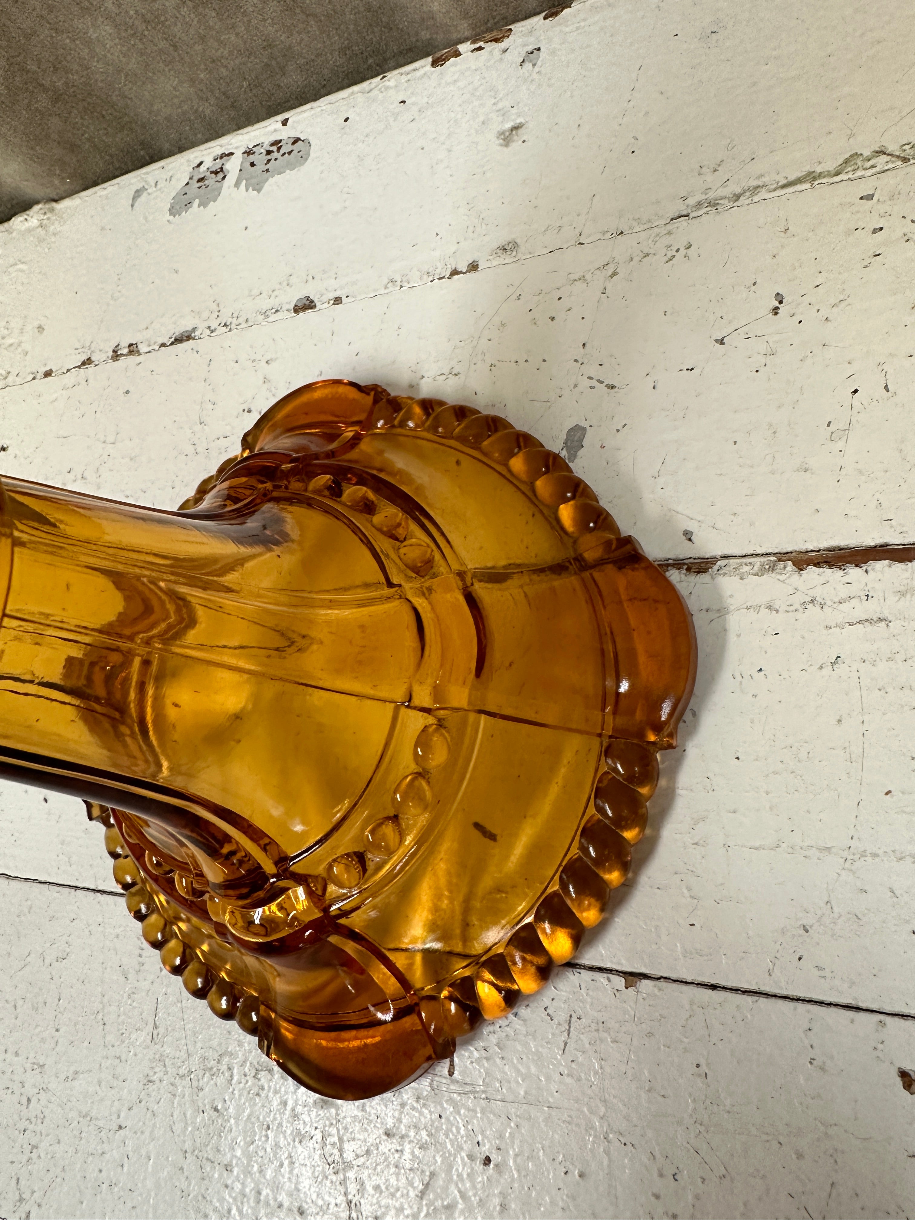 Electrified US Glass Co Amber Oil Lamp