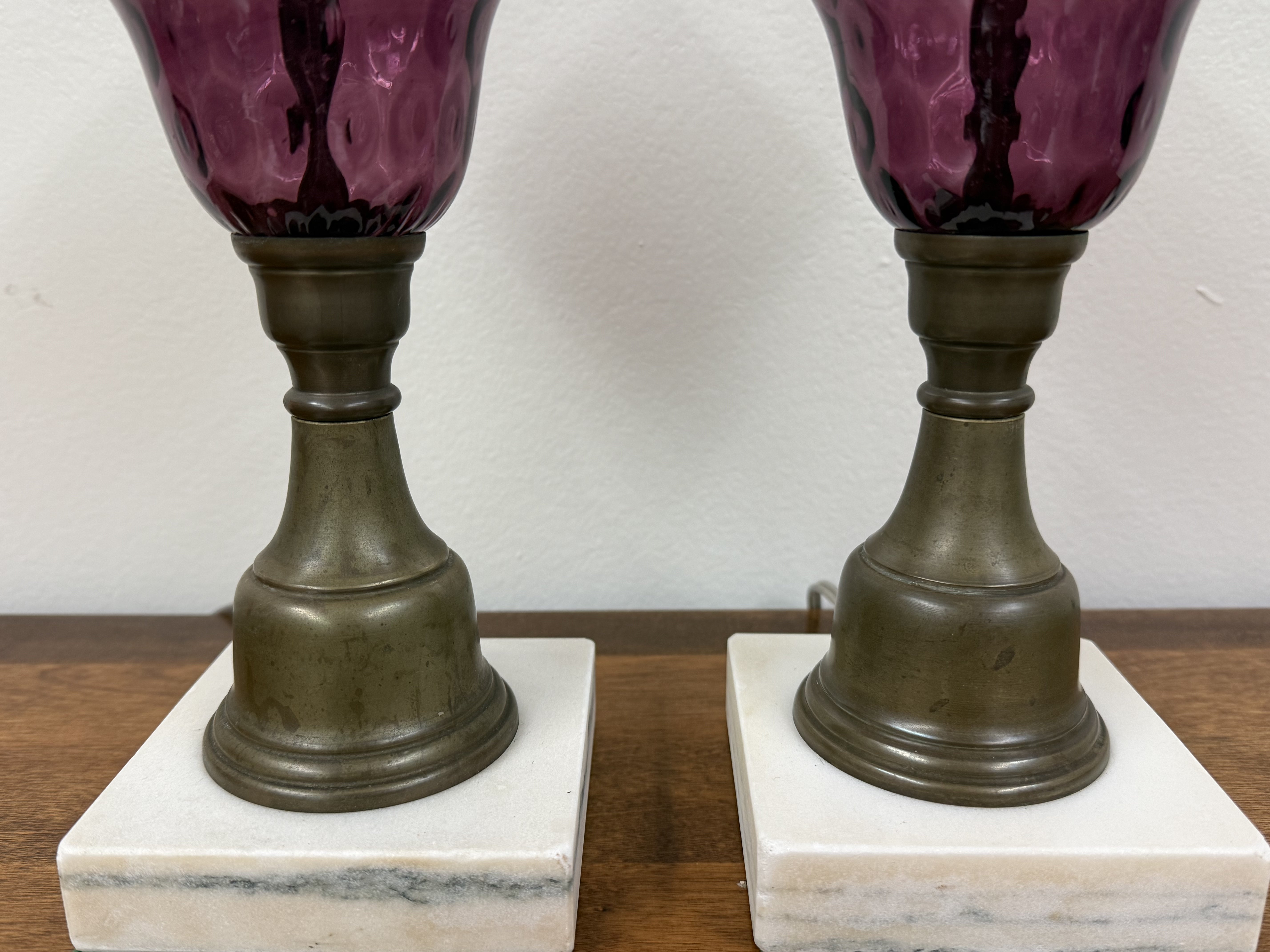 PAIR of Amethyst Glass Lamps