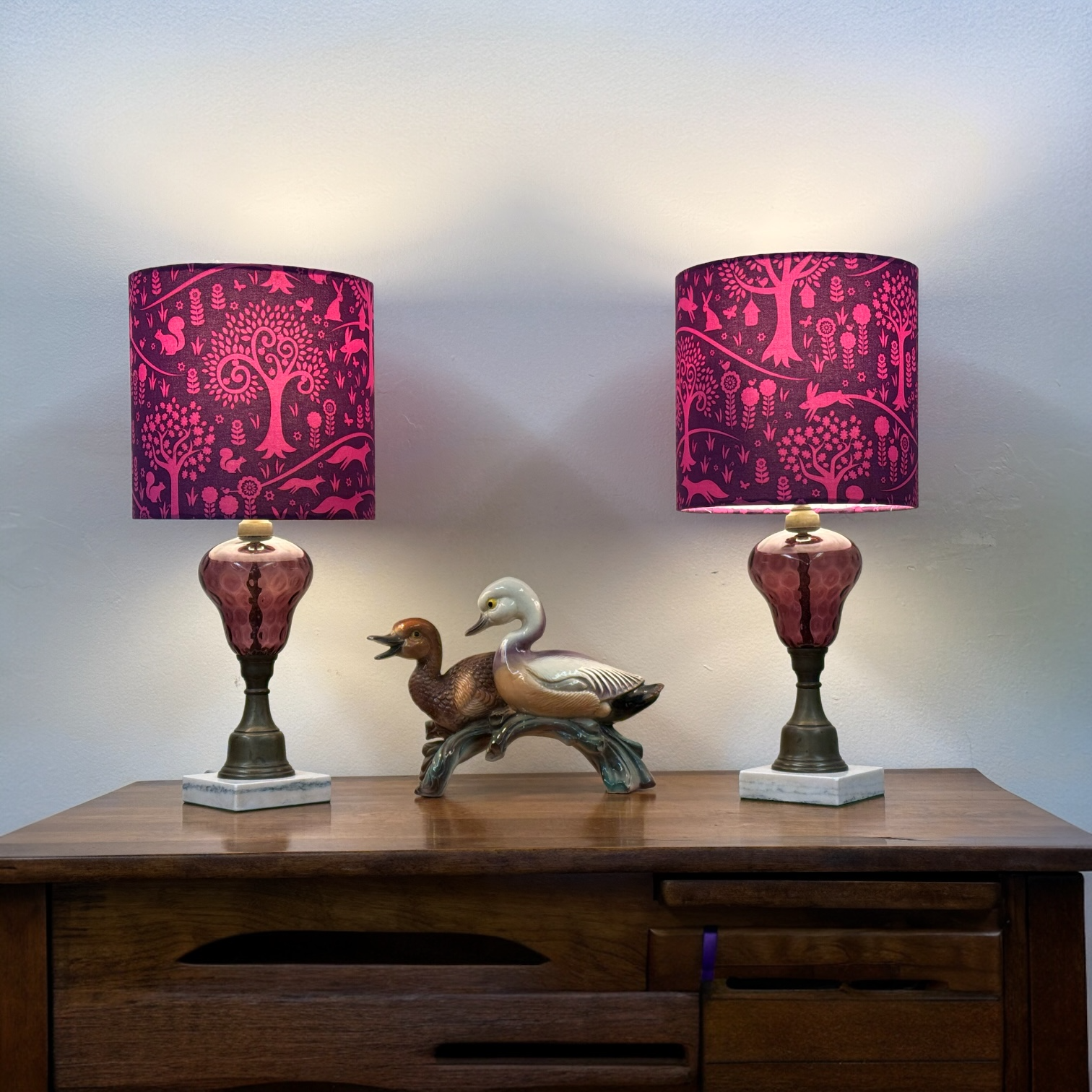 PAIR of Amethyst Glass Lamps