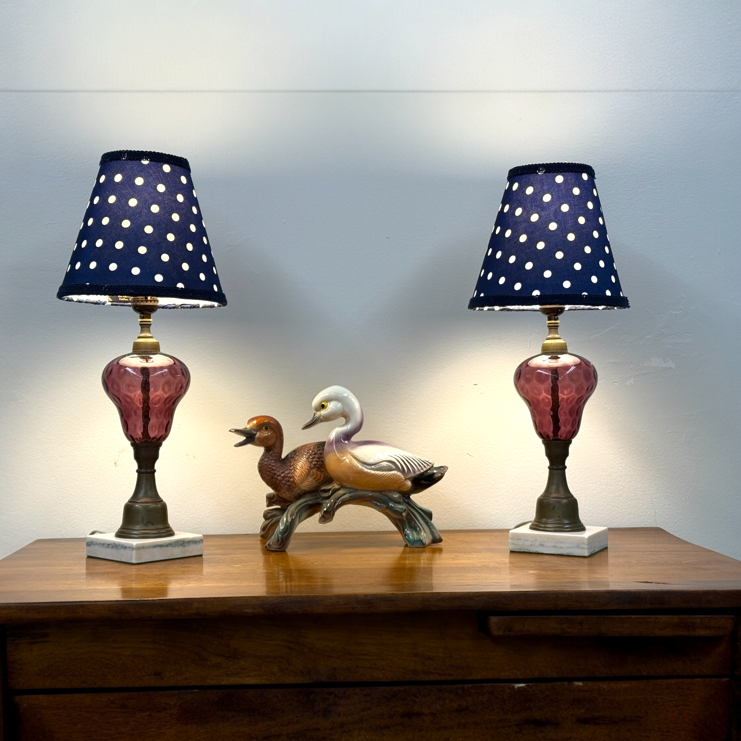 PAIR of Amethyst Glass Lamps