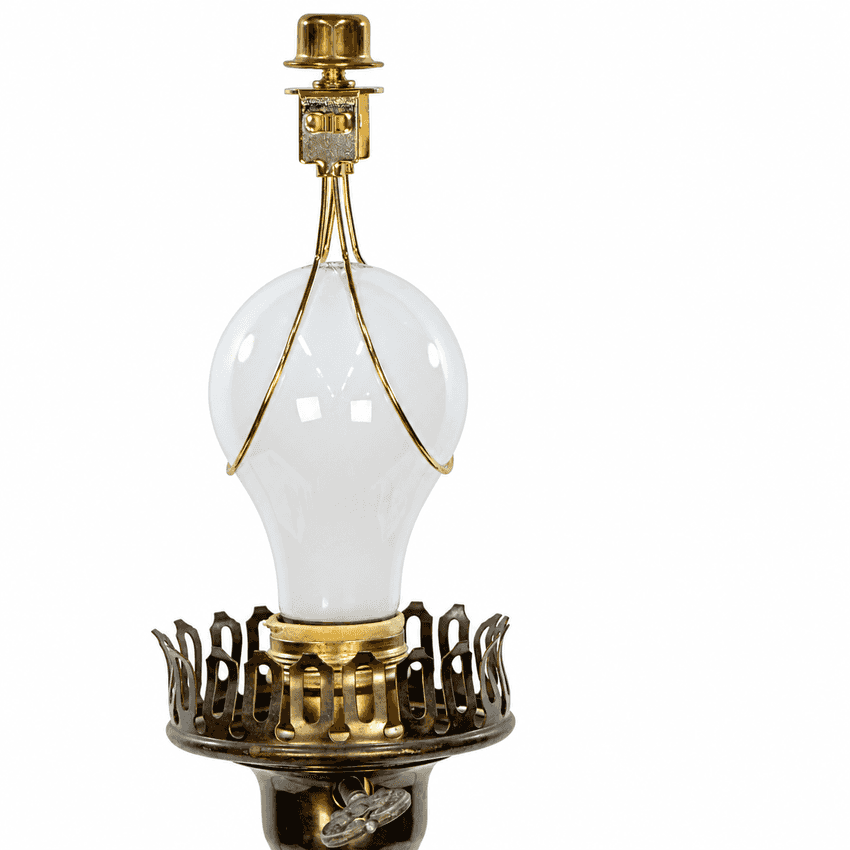 Vintage Aqua Glass Table Lamp | Turquoise Blue Glass Lamp with White Marble Base | Hollywood Regency Accent Lighting