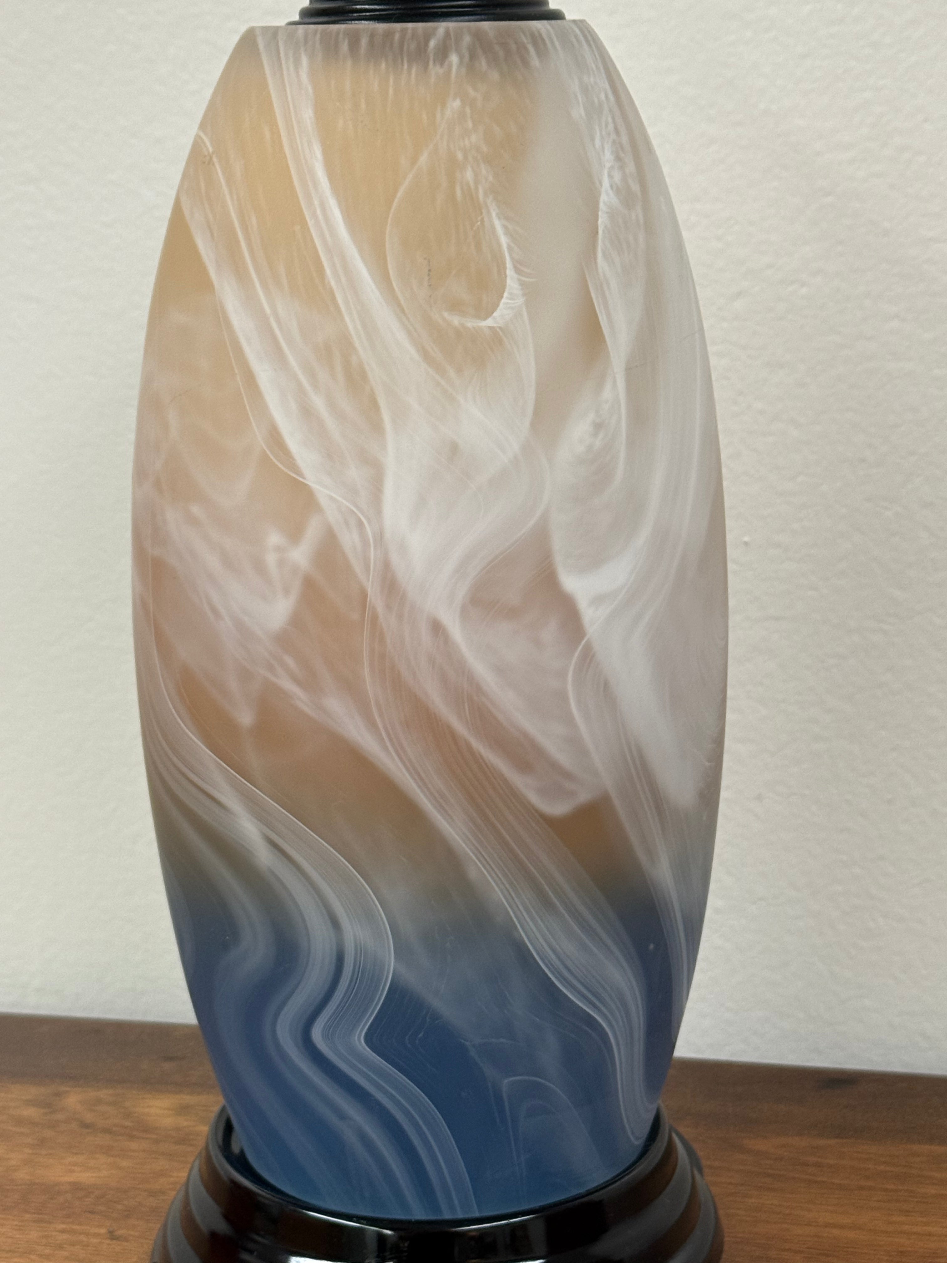Art Glass Lamp in Blue, Sandy Brown and White