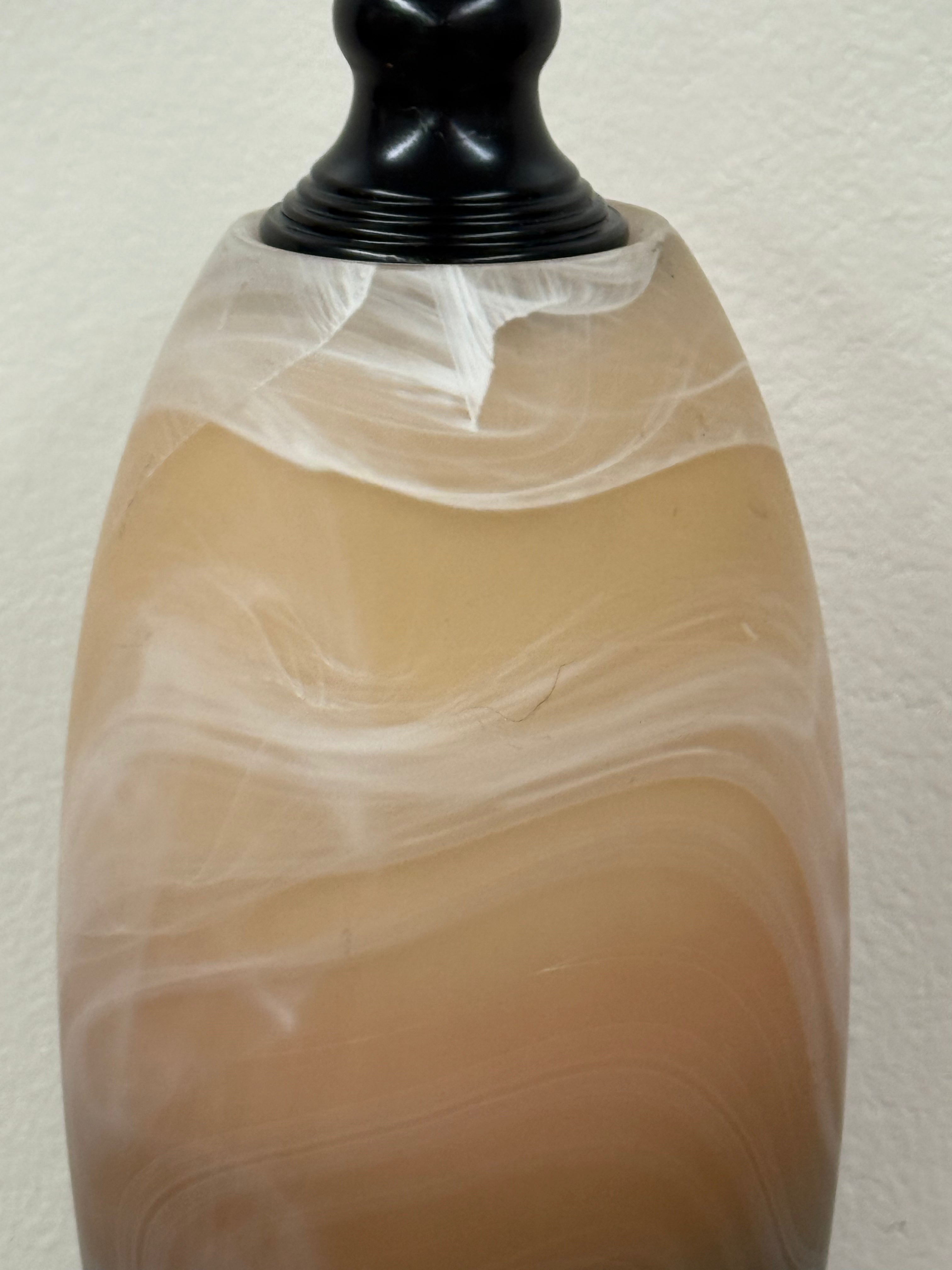 Art Glass Lamp in Blue, Sandy Brown and White