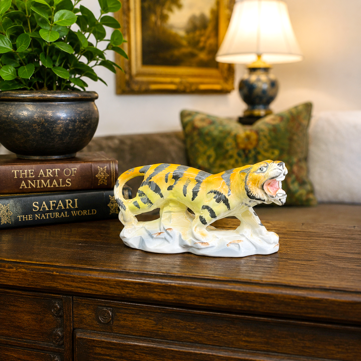 Vintage Artmark Japan Ceramic Roaring Tiger Figurine