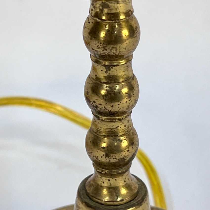 Small Red Glass and Brass Lamp
