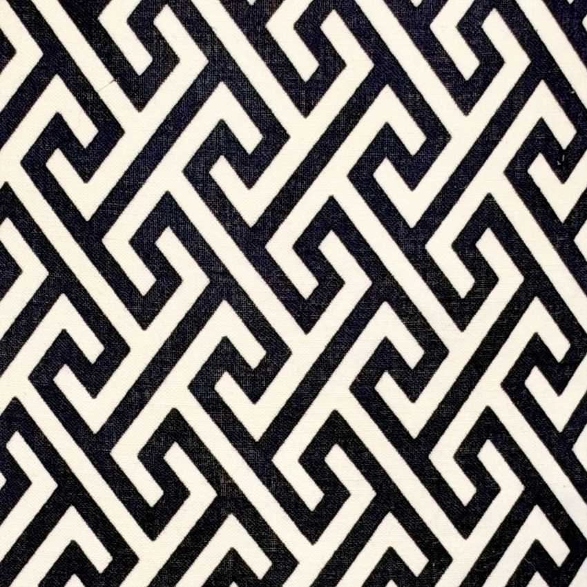 Handmade Japanese Yukata Fabric Drum Lampshade, Navy and White Geometric Pattern, Custom Size 6–16 Inches