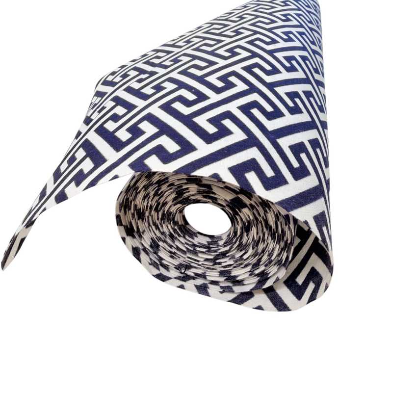 Handmade Japanese Yukata Fabric Drum Lampshade, Navy and White Geometric Pattern, Custom Size 6–16 Inches