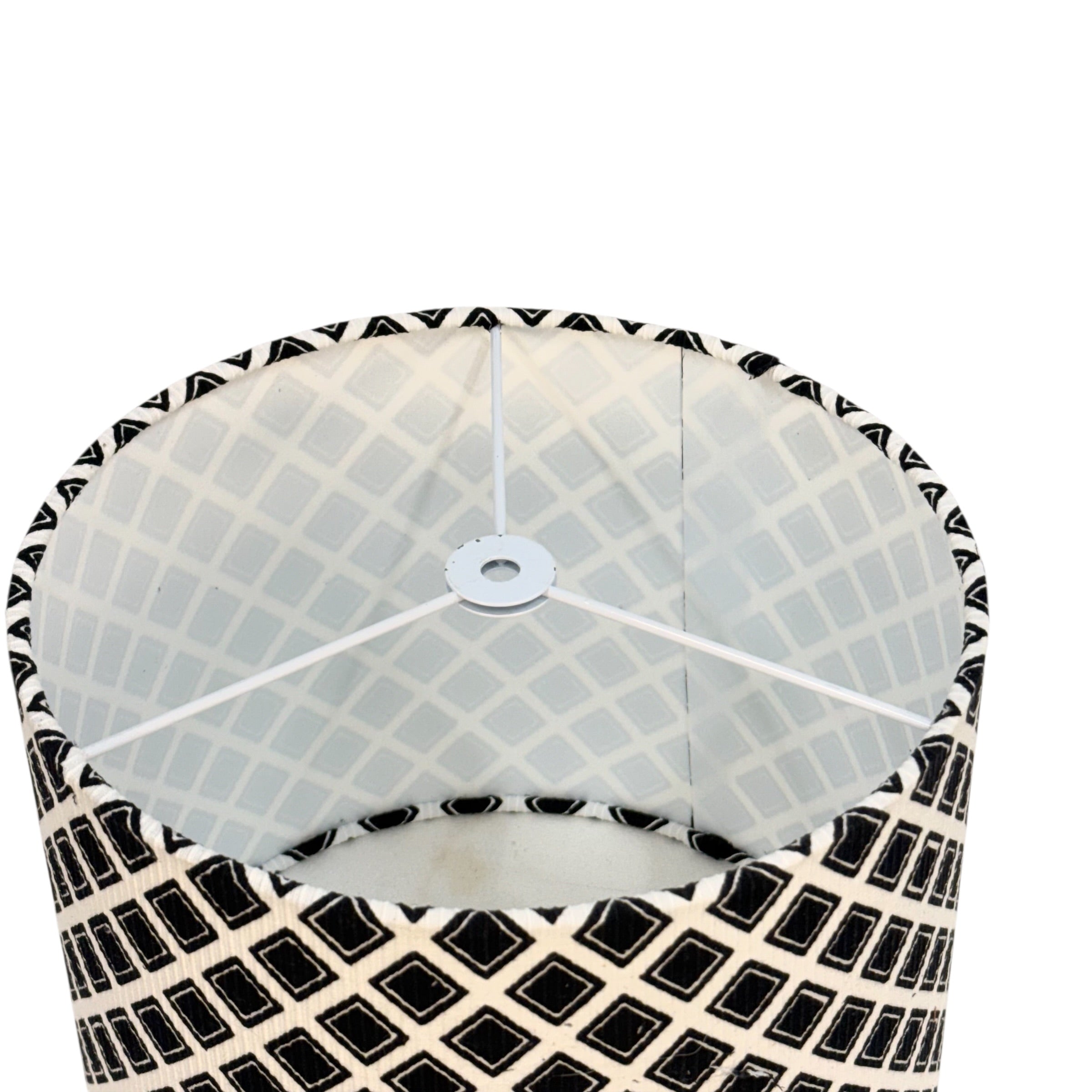 Black White Geometric Drum Lampshade – Diamond Square Pattern – Handmade Modern Lamp Shade – Multiple Sizes