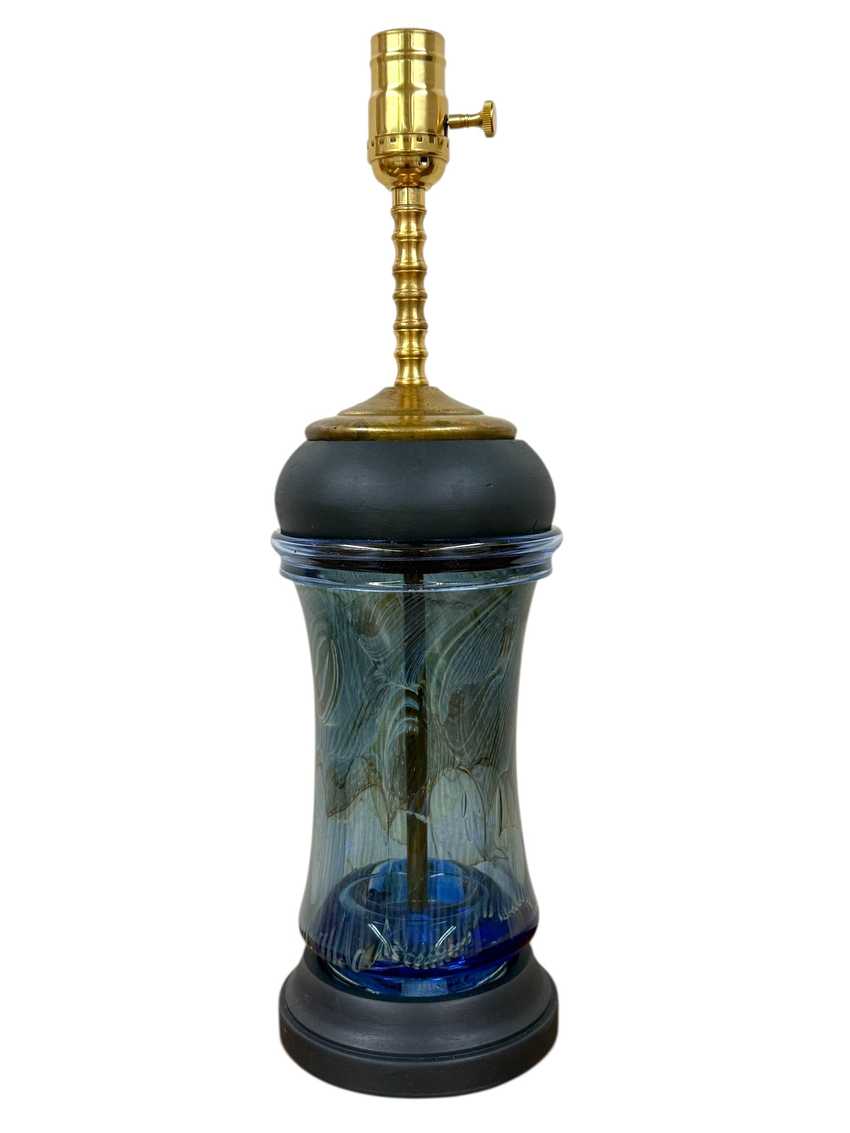 Blue Art Glass Vase Lamp
