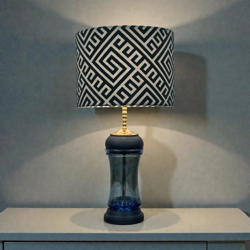 Blue Art Glass Vase Lamp
