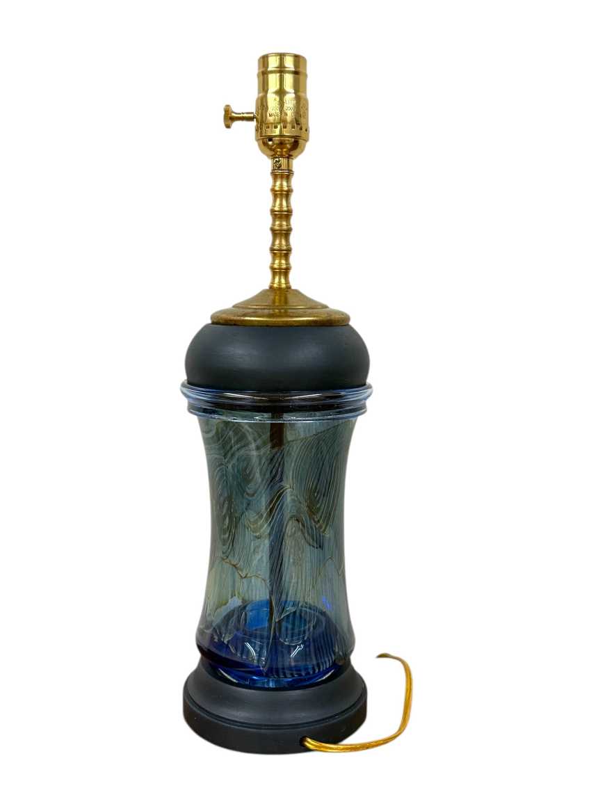 Blue Art Glass Vase Lamp