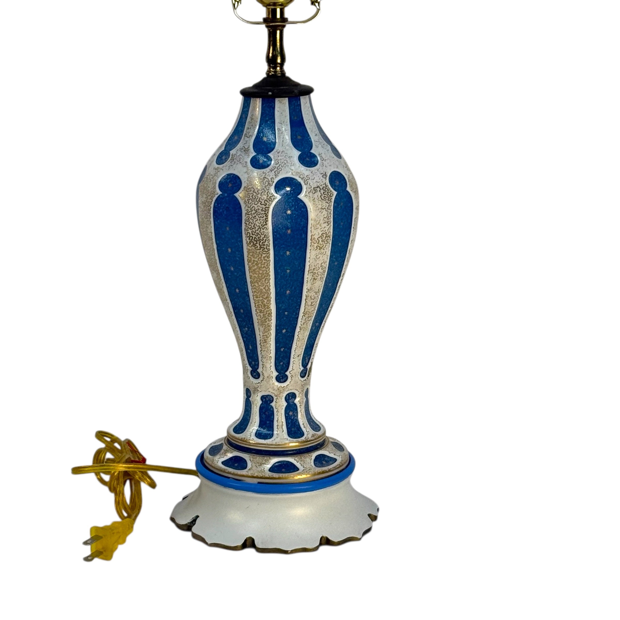 French Blue Opaline Lamp