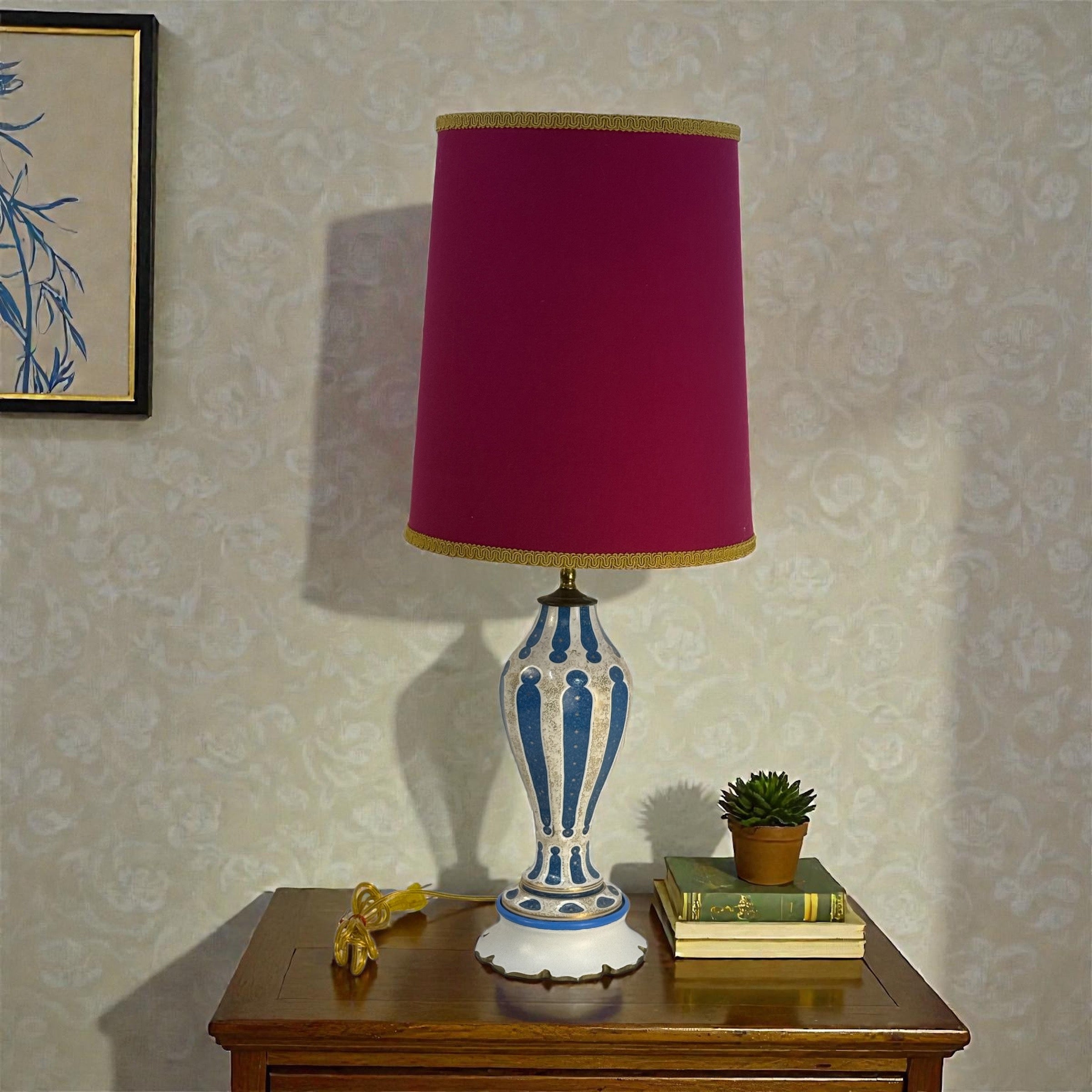 French Blue Opaline Lamp