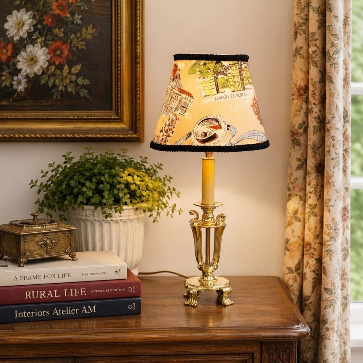 Vintage Brass Candlestick Table Lamp | Hollywood Regency Accent Lamp | 20" Brass Lamp