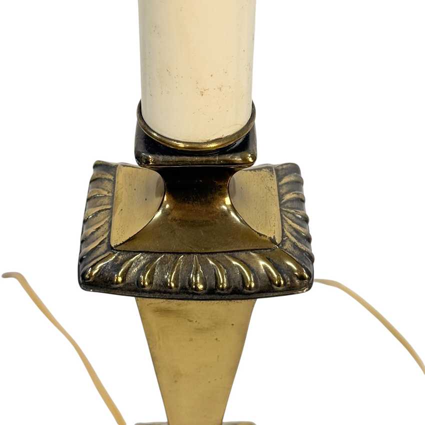 Pair of Vintage Brass Candlestick Table Lamps – Neoclassical Hollywood Regency Lamps – Marble Bases – 3 Way Lighting