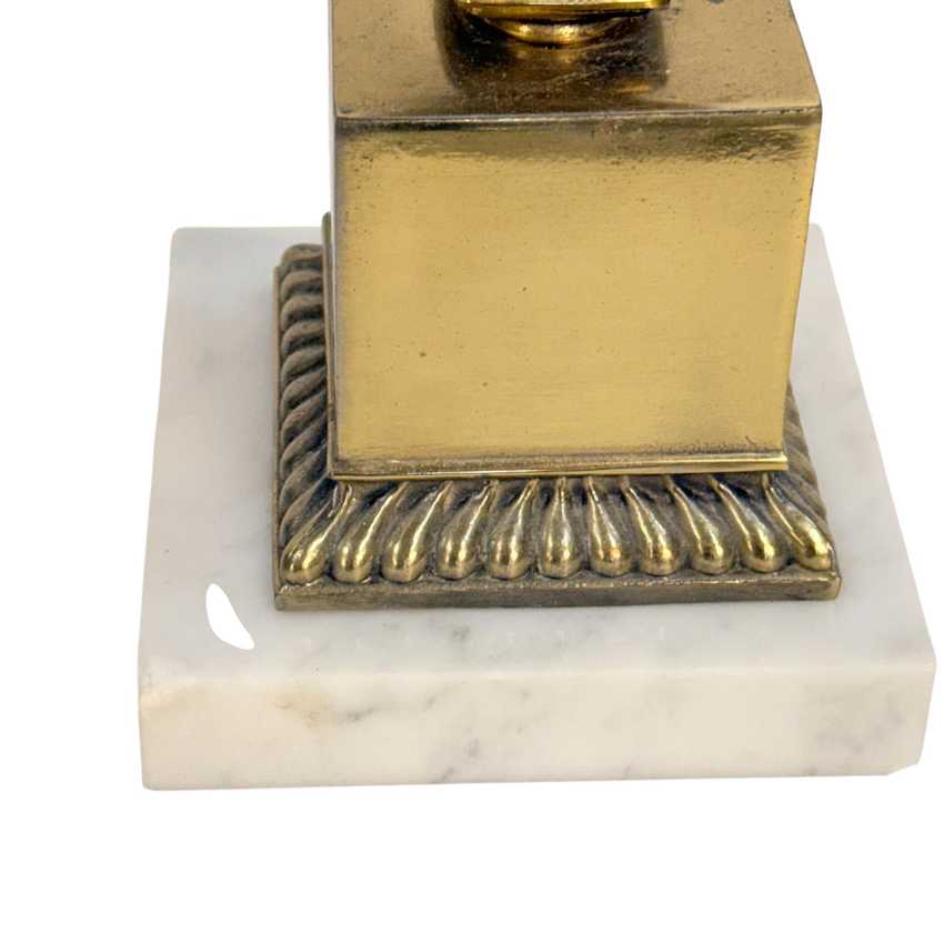 Pair of Vintage Brass Candlestick Table Lamps – Neoclassical Hollywood Regency Lamps – Marble Bases – 3 Way Lighting