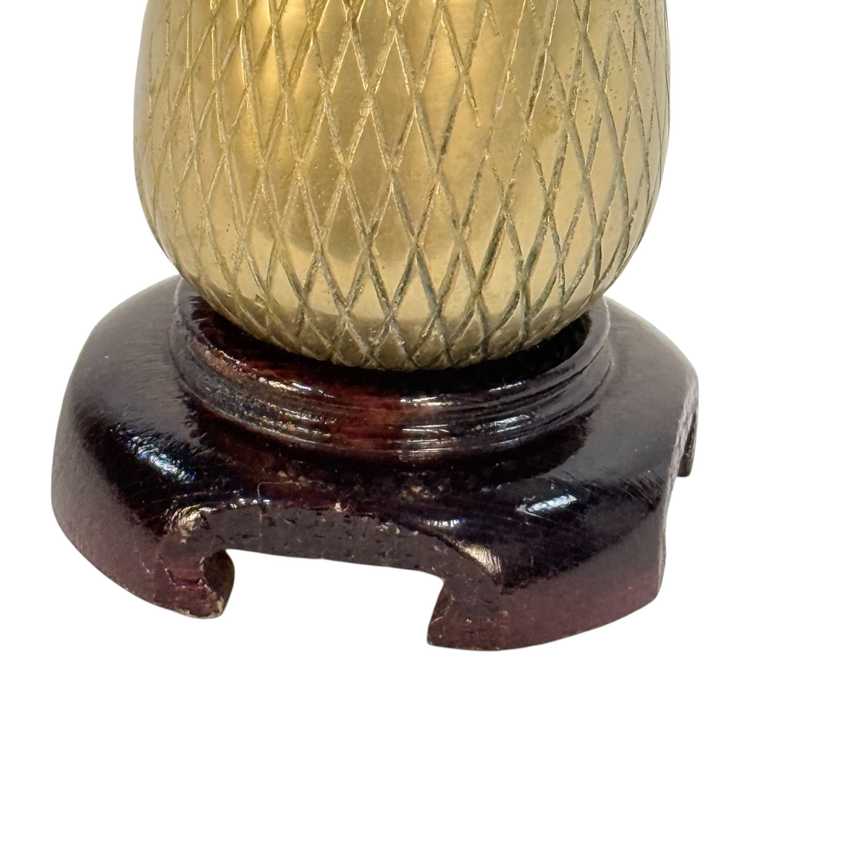 Vintage Andrea by Sadek Brass Pineapple Lamp with Shade | Hollywood Regency Boudoir Accent Lamp