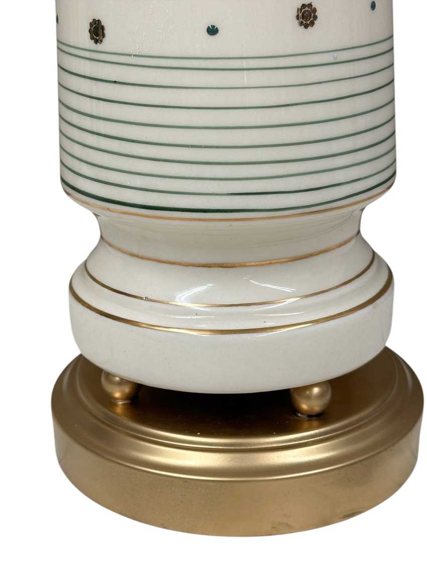 Ceramic Lamp with Green and Gold Stripes and Dots