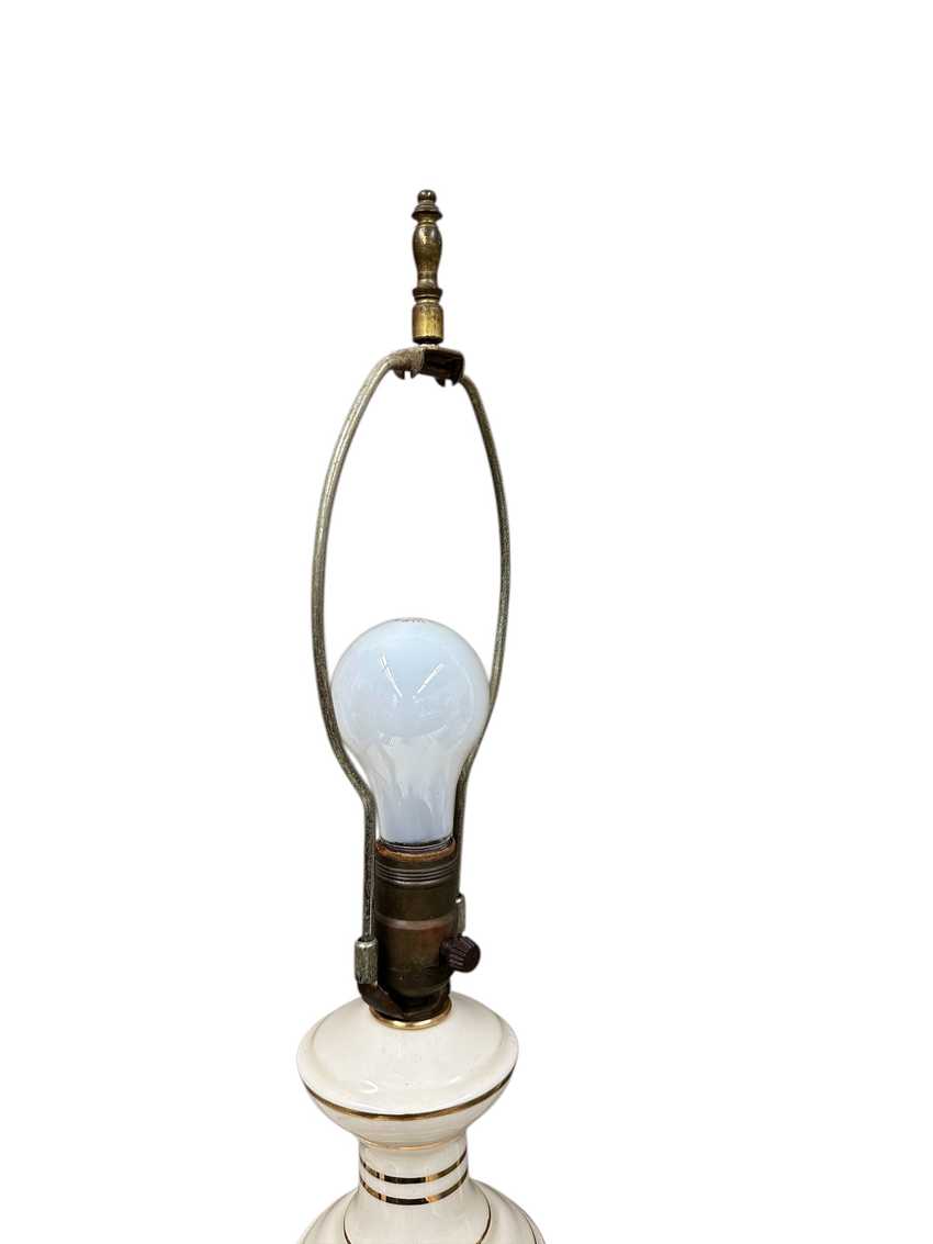 Ceramic Lamp with Green and Gold Stripes and Dots