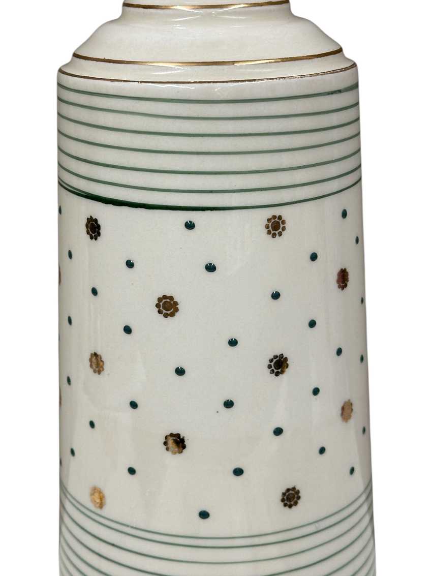 Ceramic Lamp with Green and Gold Stripes and Dots