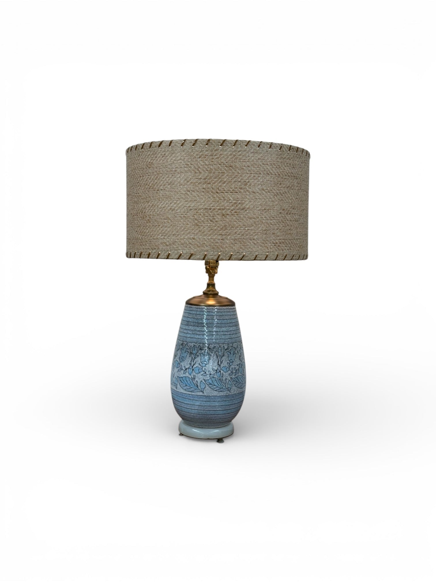 Blue Floral Pottery Vase Lamp