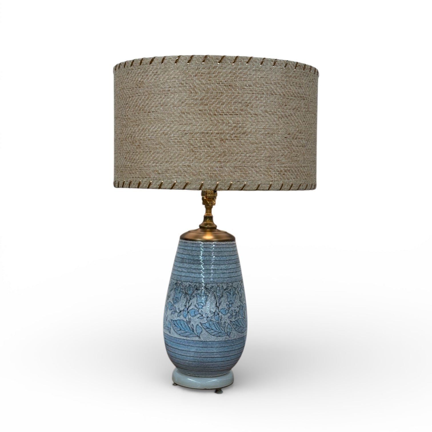 Blue Floral Pottery Vase Lamp