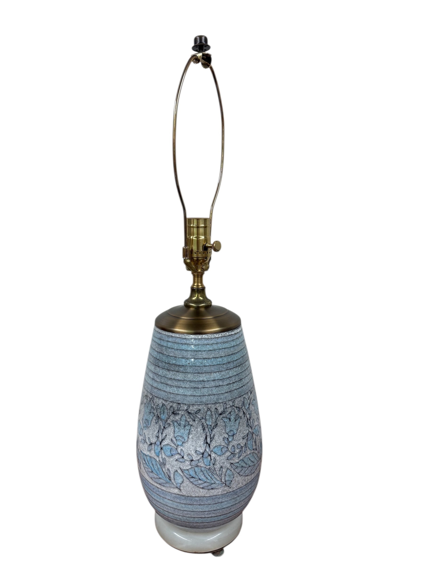 Blue Floral Pottery Vase Lamp