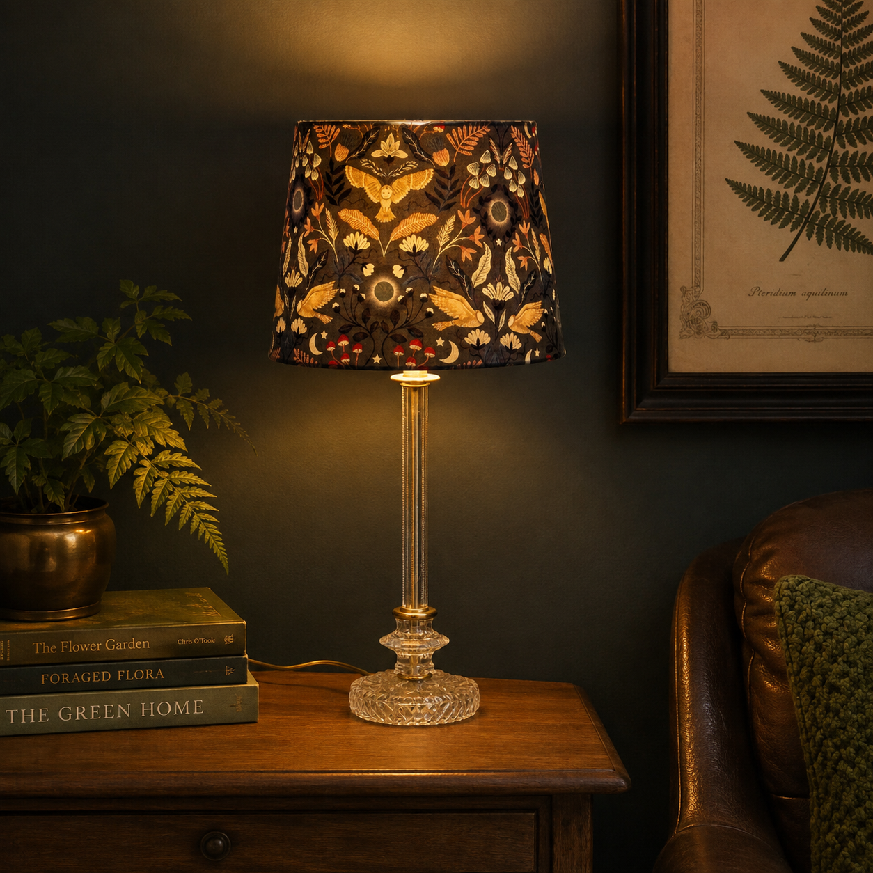 "Rita" Custom Built Vintage Glass Table Lamp | Clear Glass Lamp; Brass Accent Lamp | One of a Kind Small Lamp