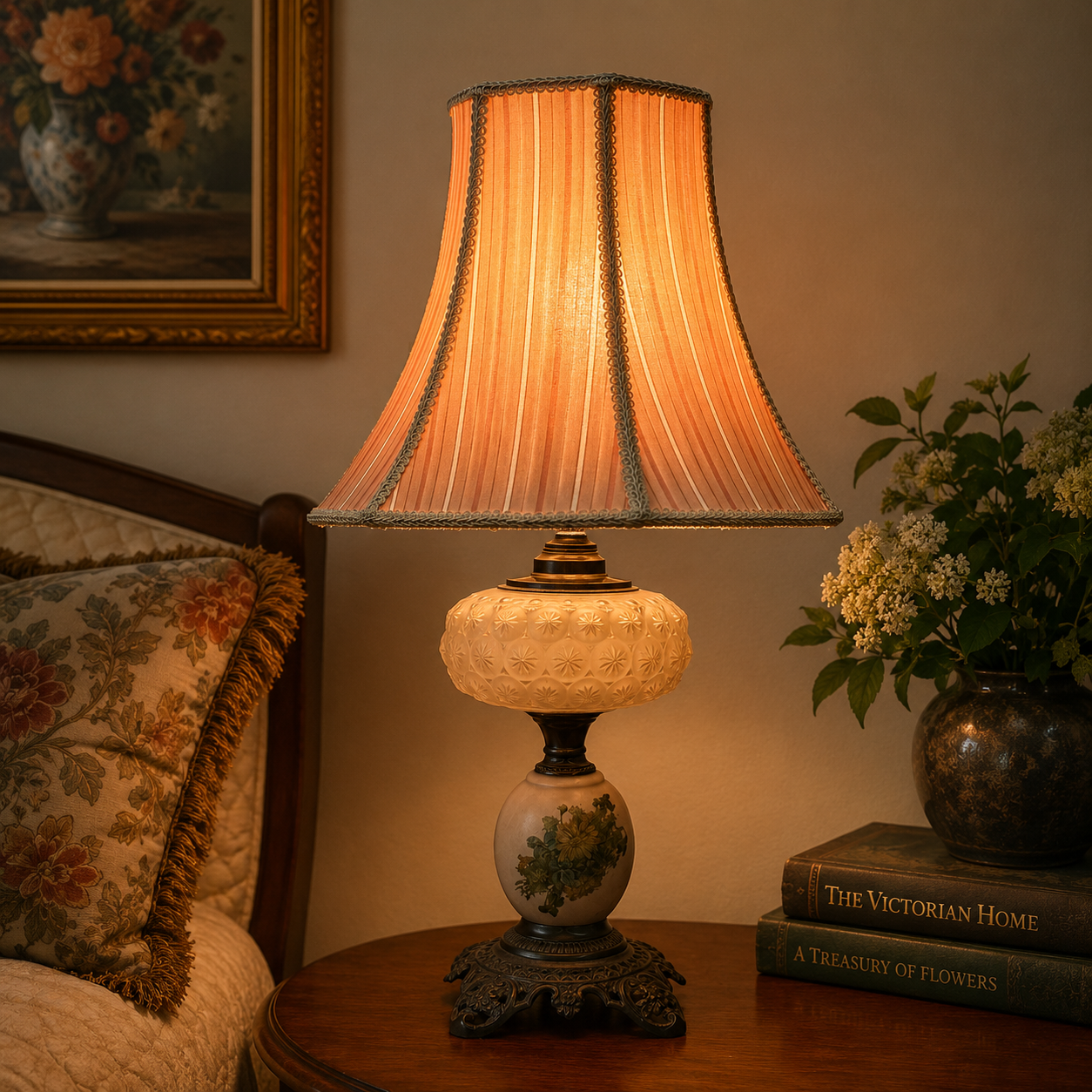 Handmade Unlined Bell Lampshade | Pink Striped Fabric Shade | Individually Hand Sewn Panels | Vintage Style Replacement Lamp Shade | 12.75"