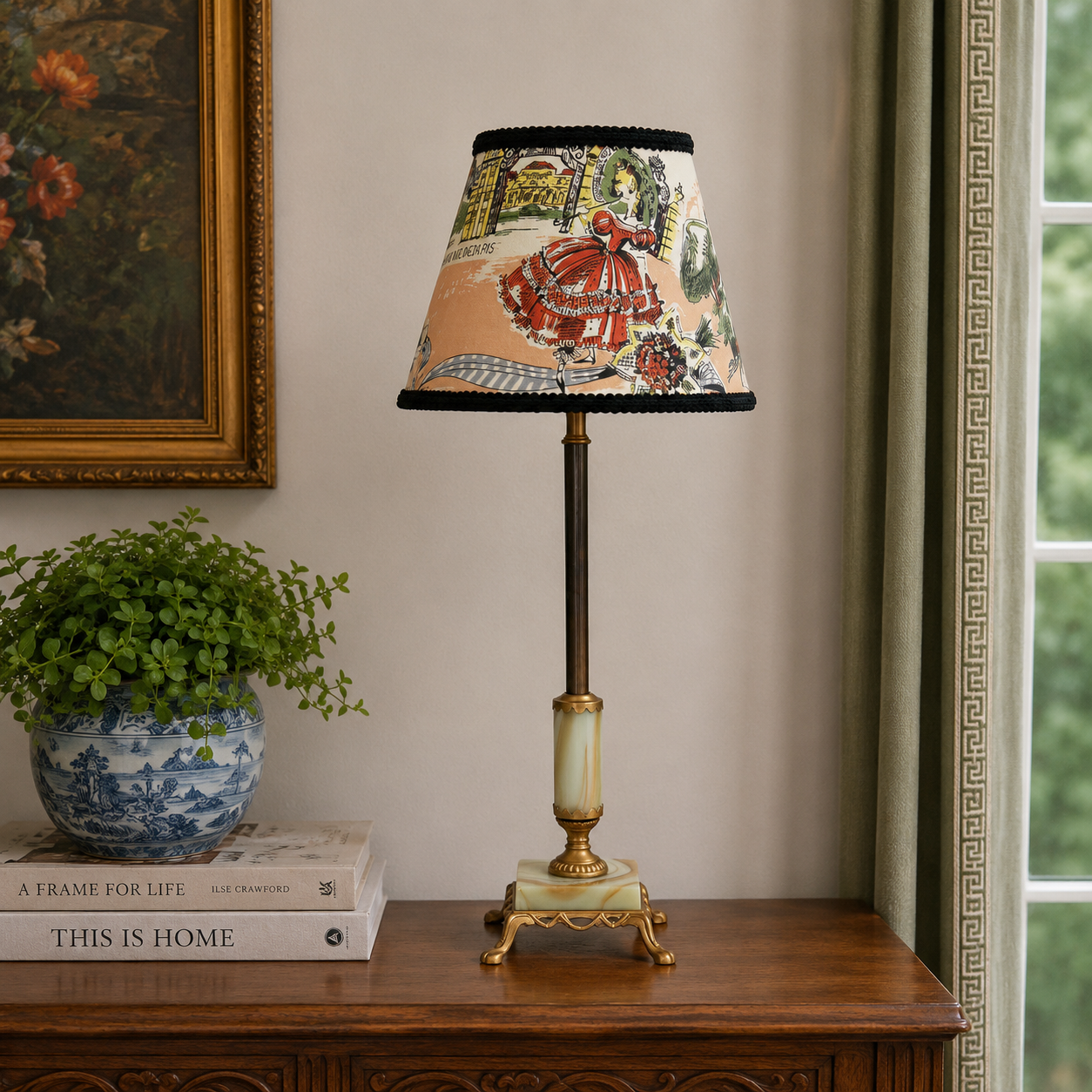 Custom Built Uranium Glass Table Lamp | Upcycled Vintage Lamp | Glows Under Black Light | One of a Kind Accent Lamp