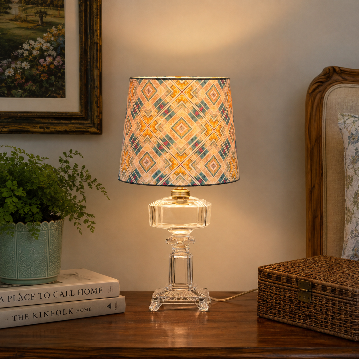 Handmade Medium Empire Lampshade | Lantern Sparkle Mosaic Fabric by FreeSpirit | Multiple Sizes Available
