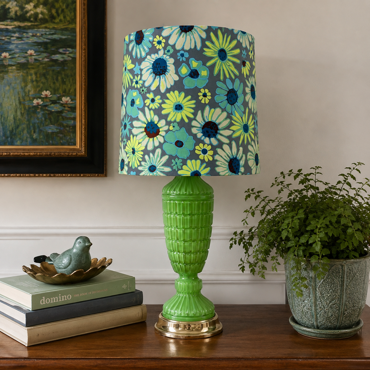 Large Empire Lampshade | Kaffe Fassett Bloomers Fabric | Handmade 12" x 14" Empire Shade | Designer Floral Lampshade