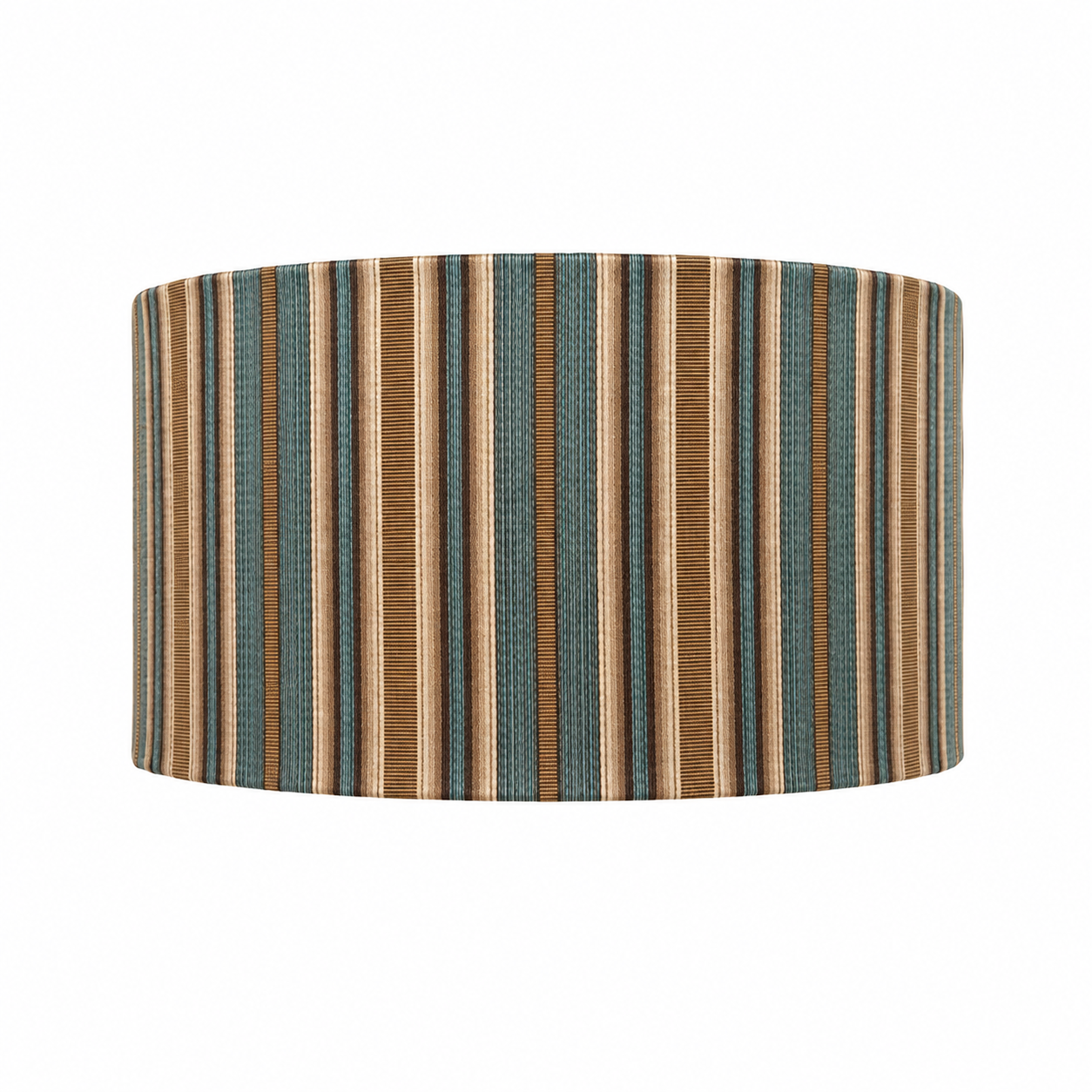 Handmade Dusty Teal & Tan Striped Drum Lampshade | 10" x 6" Cotton Shade | Modern Coastal | Custom Lampshade