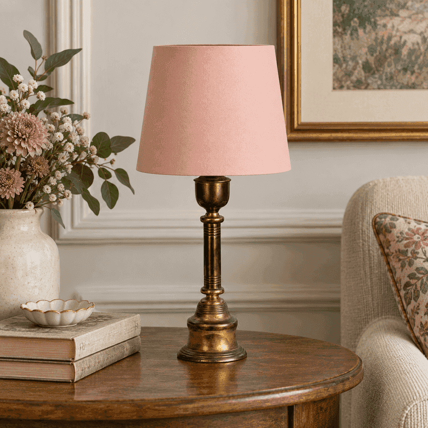 Light Pink Japanese Silk Empire Lampshade | Handmade Komon Fabric Shade | Small or Medium