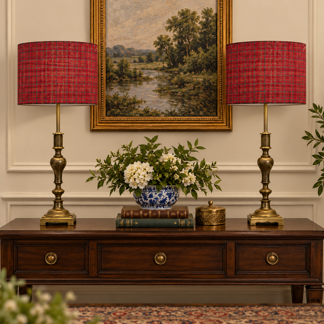 Vintage Stiffel Heavy Solid Brass Candlestick 3-Way Table Lamps - A Matching Pair