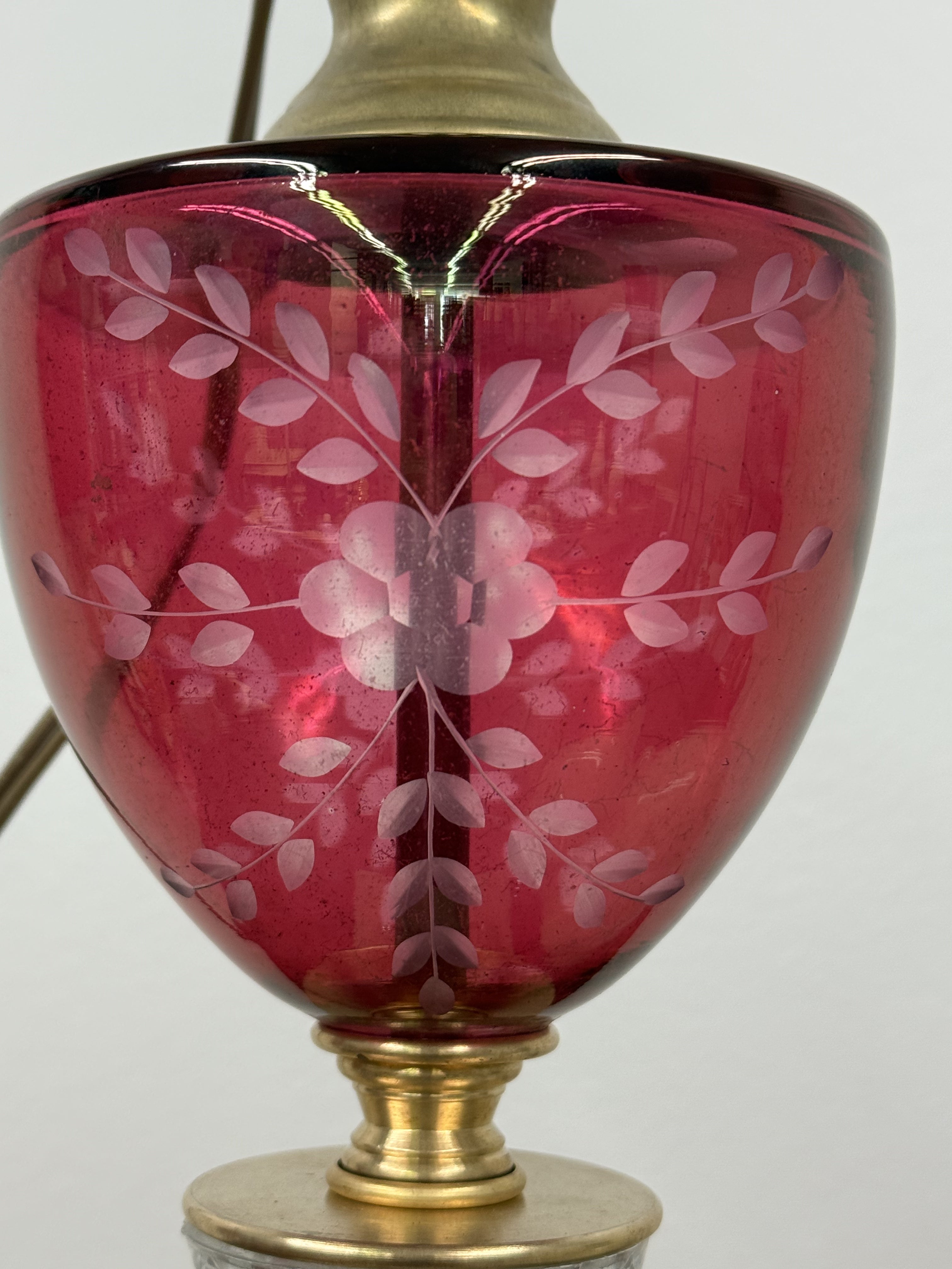 Custom Built Cranberry Glass Lamp