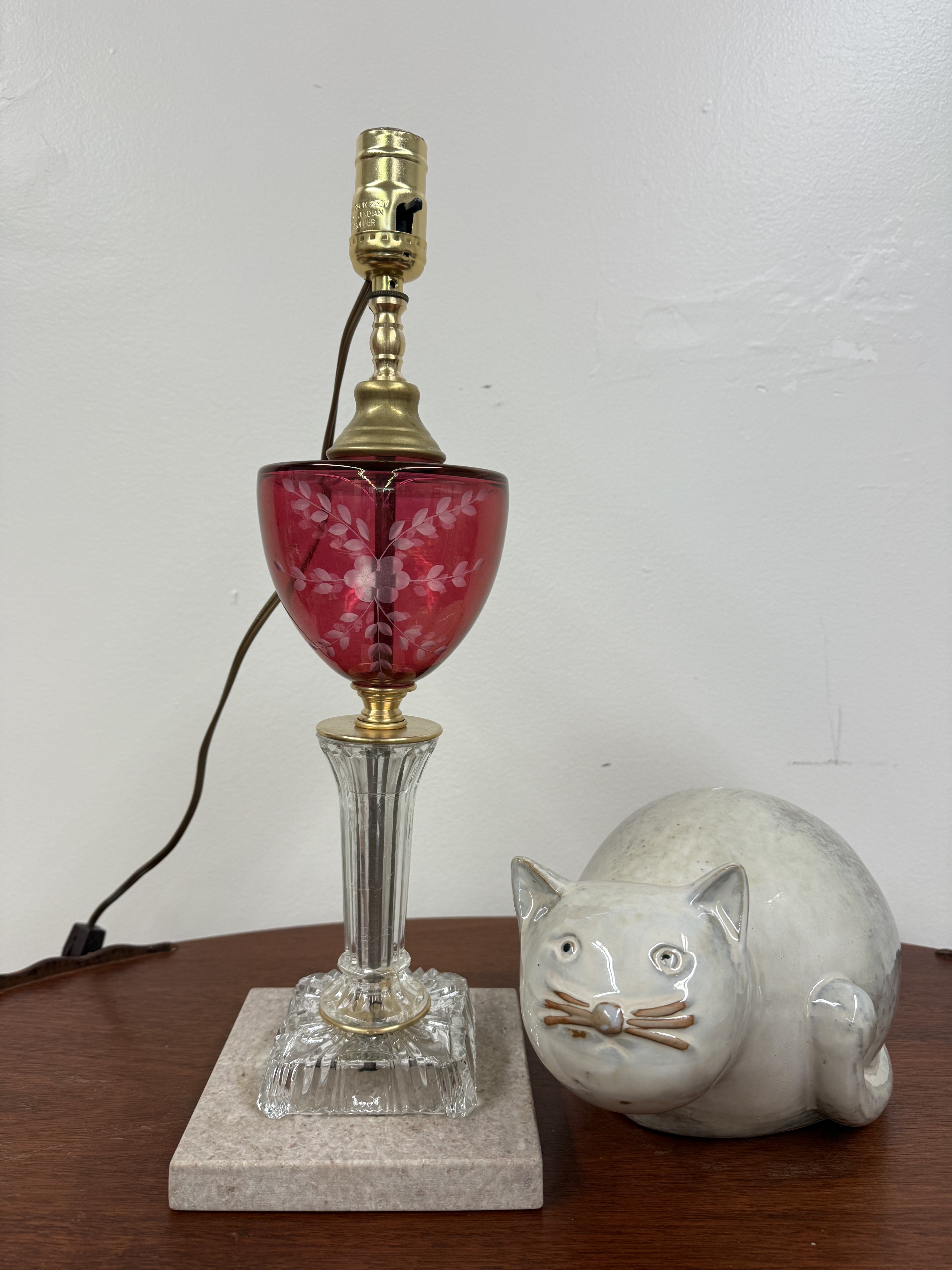 Custom Built Cranberry Glass Lamp