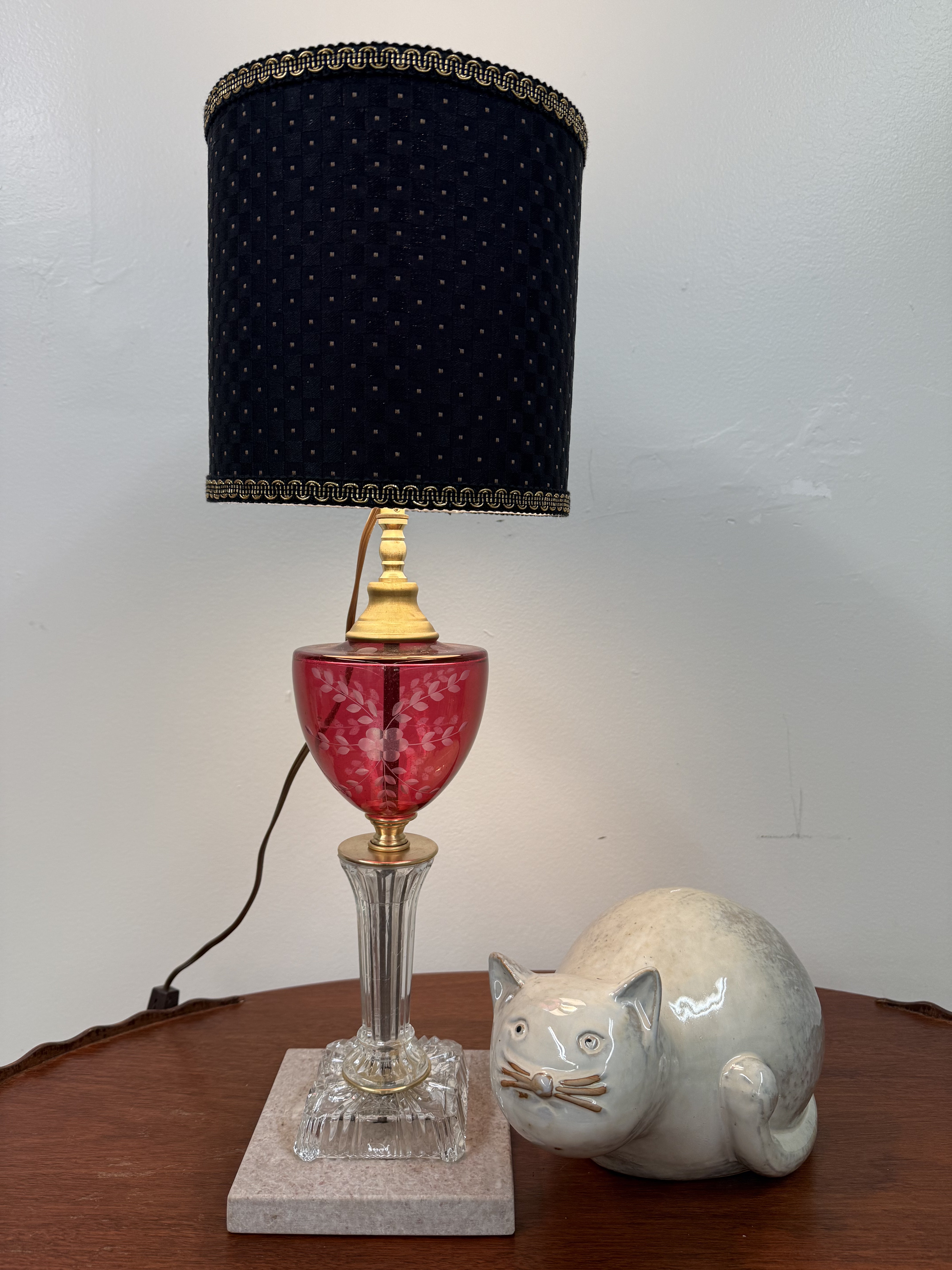 Custom Built Cranberry Glass Lamp