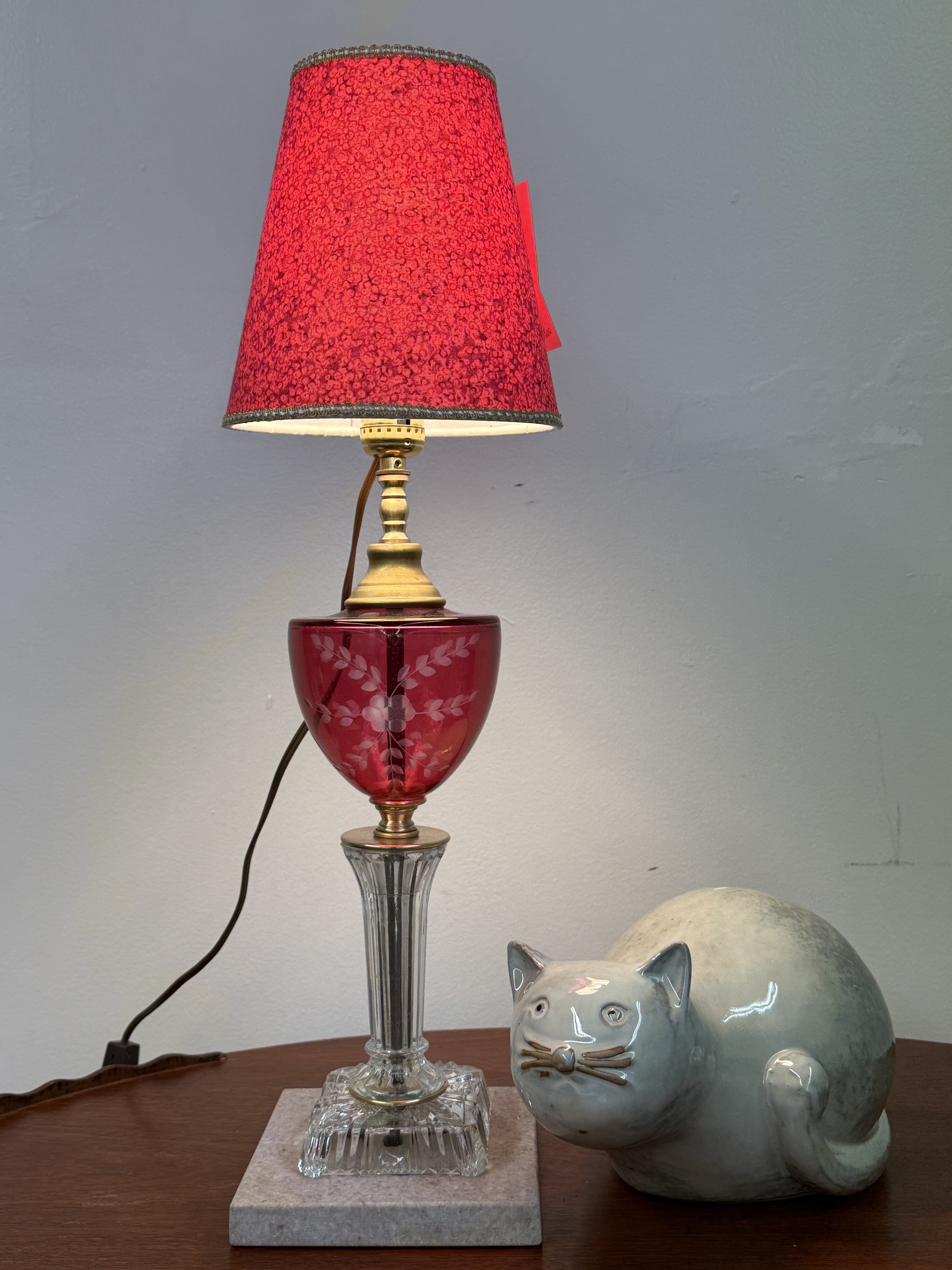 Custom Built Cranberry Glass Lamp