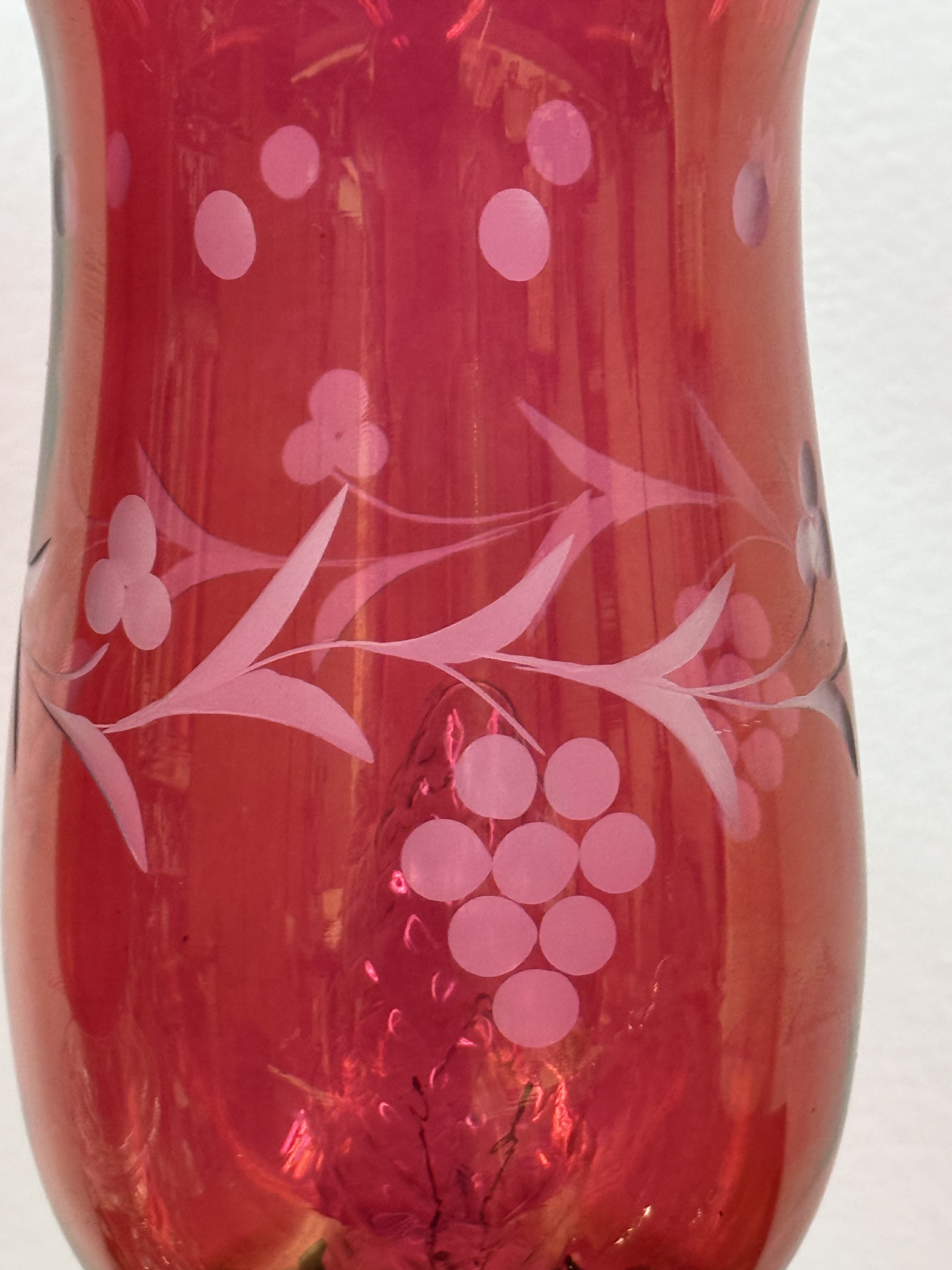 Small Glass Lamps with Cranberry Glass Chimney Shades